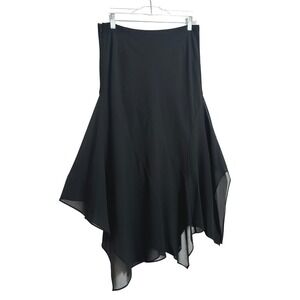 Scarlett Handkerchief Hem Skirt sz 12 Black Flowy Chiffon Midi Whimsigoth Witchy